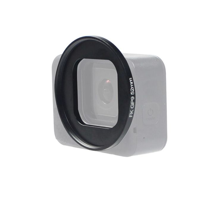 แหวนรองเลนส์กล้องถ่ายรูปเลนส์สีอะลูมินัมอัลลอย52มม-สำหรับ-hero9โกโปรกล้องแอ็กชันสีดำวงแหวนกรอบเลนส์สำหรับอุปกรณ์เสริม-gopro10สีดำ