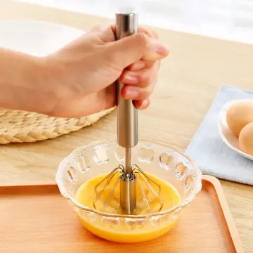 1pc Semi-automatic Rotary Egg Beater, Stainless Steel Egg Whisk, Kitchen  Tools,Hand Press Whisk