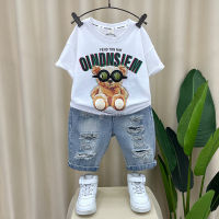 Boys Summer Suit 2023 New Western Style Childrens Summer Clothing Fried Street Clothes Boy Bao Pu Handsome Short Sleeve Two-Piece Suit