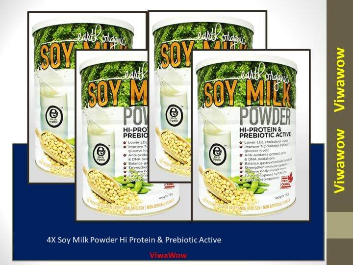 4X Earth Organic Soy Milk Powder Hi Protein & Prebiotic Active [750g X4 ] Lazada