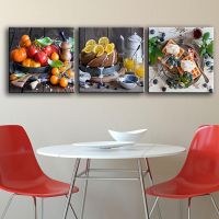 Unframed 3 Panel Fruit And Food Posters Wall Canvas Pictures Paintings Accessories Room Bedroom Decoration