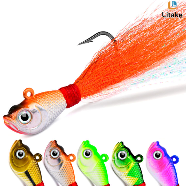 litake-ชุดเหยื่อตกปลา5ชิ้น-ชุดเหยื่อล่อปลาน้ำเค็มน้ำจืดหัวจิ๊กหางปลาแซลมอนปลาน้ำจืดปลาเทราท์ตกปลา5ชิ้น