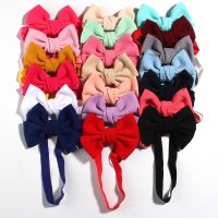 【YF】 11cm 4.3  Fashion Seersucker Waffle Hair Bows With Headbands For Women Girls Kids Headwear Headband Accessories