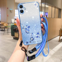 เคสเคลือบอิเล็คโทรเพลทใหม่สำหรับ Samsung A05s 2023แฟชั่นดอกไม้แวววาวไล่ระดับสีกุหลาบนิรันดร์กับเคสสายคาดที่คล้อง Samsung กาแลคซี A05 A05S A24 A34 A54 A14 A04 A04E A04S S23 S23 + SAMSUNGA05ฝาครอบทน S23ทนความร้อน S23Ultra