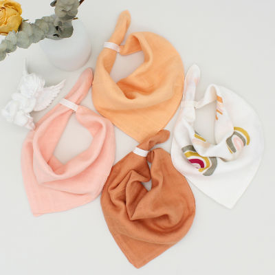4Pcs Set Muslin Bamboo Small Face Towel Cotton Gauze Double Layer Solid Color Baby Bibs Saliva Towel Wipe Handkerchief 28*28cm