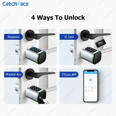 Catchface S1โปรปรับรหัสแอปพลิเคชั่น Tlock บัตร RFID ล็อกกระบอกสูบยูโรเปลี่ยนโดยไม่ต้องใช้กุญแจดิจิทัลประตูล็อคอัจฉริยะ Alexa