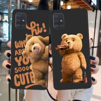 Cartoon Teddy Bear Phone Case For Samsung Galaxy A52 A72 A32 A12 A51 A71 A53 A73 A33 A50 S20 S21 FE S22 Plus Ultra Black Cover Phone Cases