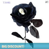 ?【Lowest price】TANG ดอกไม้สยองขวัญดอกกุหลาบดอกไม้ประดิษฐ์อุปกรณ์ฮาโลวีนดอกไม้ปลอมสีดำอุปกรณ์เครื่องแต่งกายคอสเพลย์