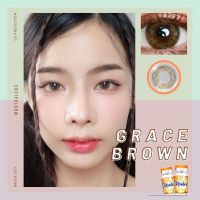 ✅คอนแทคเลนส์ สายตา✅?ขนาดบิ๊กอายโต?เลนส์กรองแสง UV? Montra Grace  Gray Brown แถมตลับ รายเดือน DIA14.5mm