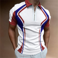 【high quality】  Mens Polo Shirt with Lapel, Zipper, Extra Large, Casual Sleeves, Short Sleeve Print, Simple And Fashionable in Summer