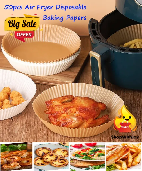 【ShopWithJoy】50pcs Air Fryer Disposable Baking Papers Non-Stick Round ...