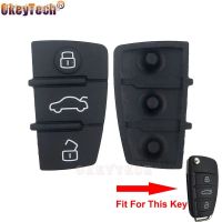 OkeyTech 3 Buttons Replacement Car Key Rubber Button Pad For Audi A3 A4 A5 A6 A8 Q5 Q7 TT S LINE RS Flip Remote Key Shell Case