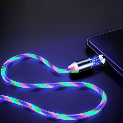 Magnetic Luminous Cables Lighting Charging Mobile Phone Cable 2.4A usb c cable for iPhone Samsung LED Micro USB TypeC Wire Cord Wall Chargers