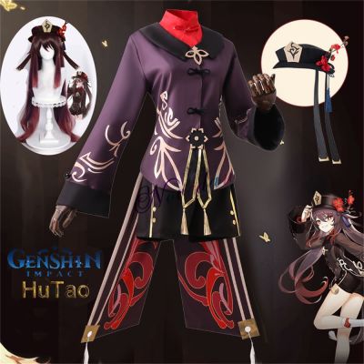 Genshin Impact Hutao Cosplay Costume Uniform Wig Cosplay Anime Game Hu Tao Chinese Style Halloween Costumes For Women