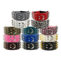 3" Wide Sharp Spiked Studded Leather Dog Collars For Medium Large Big Dogs Pitbull Mastiff German Shepherd 7 Colors