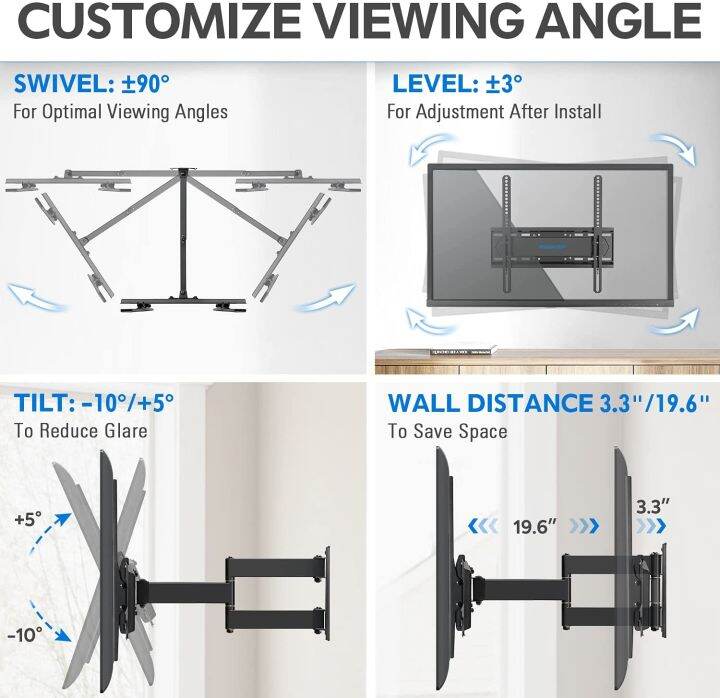 MOUNTUP TV Wall Mount, Single Stud TV Mount Swivel and Tilt Full Motion for 2655 Inch Flat