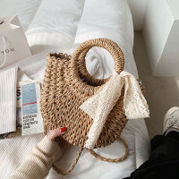 Summer Handmade Bags for Women Beach Weaving Ladies Straw Bag Wrapped Beach Bag Moon shaped Top Handle Handbags Totes