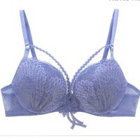 Annebra บราเสริมทรง ตะขอหลัง คอวี มีโครง เสริมฟองน้ำ Push up Mold bra Bloom Up รุ่น AB1-580 สีม่วง