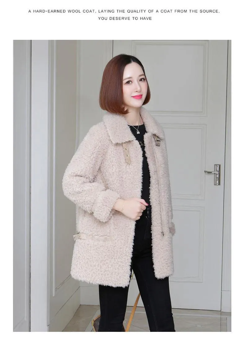 Áo Khoác Lông Cừu Cắt Lông Cừu Áo Khoác Lông Cừu Liền Thân Cho Nữ Dáng