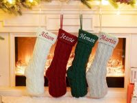 Personalized Christmas Socks Knitted Christmas Stocking with Custom Name Christmas 2022 Home Embroidered Christmas Stocking Gift Socks Tights