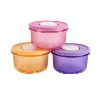 Tupperware 400MLไมโครเวฟขนาดเล็กเม้งชาม ตู้เย็นแช่แข็งcrisper แบบพกพากล่องอาหารกลางวัน ปิดผนึกชามกลม