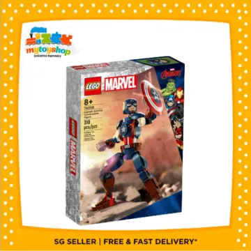 LEGO Marvel Captain America Construction Figure 76258 Buildable Marvel  Action Figure, Posable Marvel Collectible with Attachable Shield for Play  and