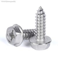 ◊❀❆ 304 Stainless Steel Self-Tapping Phillips Hex Screw Cross Hexagonal Flange Cross Head Screws Wood Nail M3 M4 M5 M6