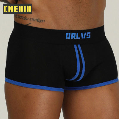(1 Pieces) Sexy Men Underwear Boxers Pure Cotton Striped Boxershorts Underpants Breathable 4 Colors Male Panties Trunks OR167