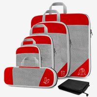 6PCS Compressed Travel Storage Organizer Set With Shoe Bag Mesh Visual Luggage Portable Packing Cubes Lightweight Suitcase Bag