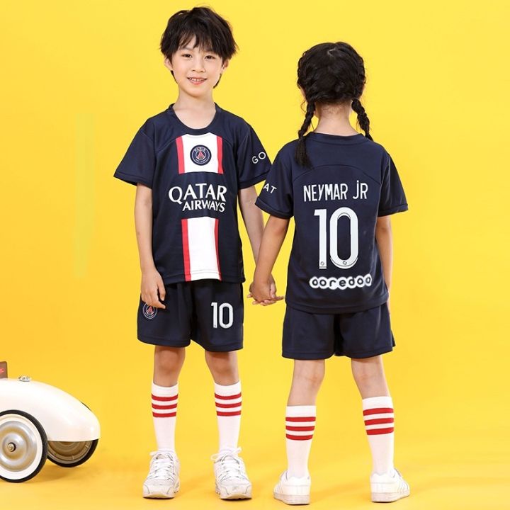 ↂ﹍□ PSG Messi Mbappe Neymar Jersey Kids Football Soccer Uniforms/baju bola