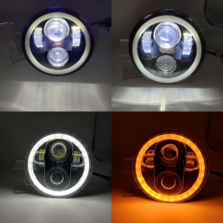 รถจักรยานยนต์5-75ไฟฟน้า-led-สำหรับสปอร์ตสเตอร์-xl1200-xl883-dyna-ชัยชนะมอเตอร์อินเดียไฟหน้าพร้อมไฟเลี้ยวสีเหลือง-drl