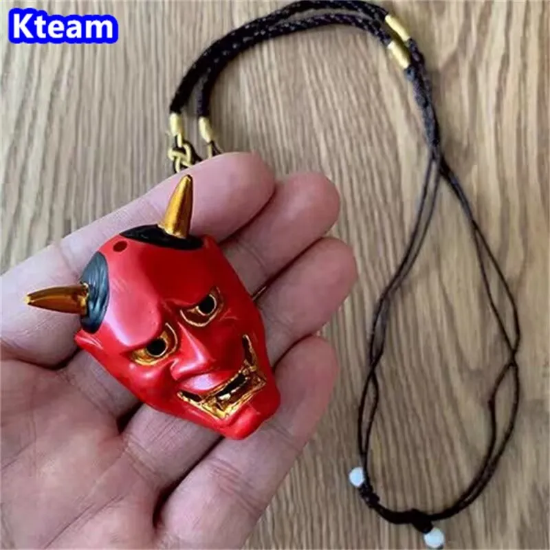 Stainless Steel Evil Oni Noh Hannya Mask Pendant Necklace Wallet