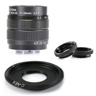 Professional 35mm f1.7 CCTV Lens C Mount Adapter + 2 Macro Ring For Sony camera
