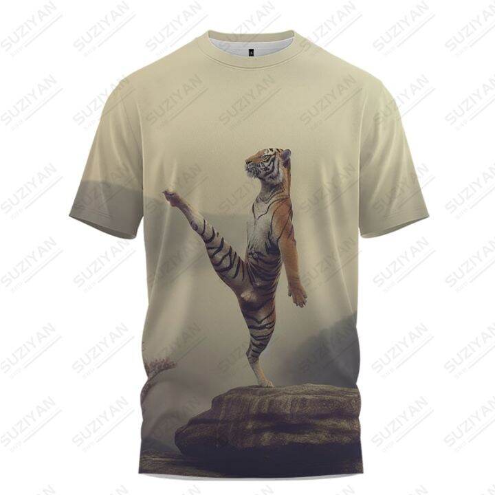 ฤดูร้อนเสื้อยืดผู้ชาย-tiger-ฝึกศิลปะการต่อสู้-3d-พิมพ์เสื้อยืดแฟชั่นเสื้อยืดหลวมสบายๆกีฬาเสื้อยืด