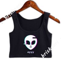 【HOT】▦┋ Meme Vaporwave Alien Crop Top S-3xl Sleeveless Comical Customize