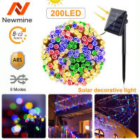 NEWMINE CN 50/100/200 LED ไฟประดับ รีโมท ไฟสาย 8 โหมด พลังงานแสงอาทิตย์ ยาว แสงหลากสี Solar String Lights Garden Patio Home งานแต่งงาน Solar String Lights Outdoor Lighting