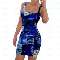 【Ladies shop】 Women 39; SDressStitch Tight Dresses 2022 Top Sling SlimSexy FashionSleeveless Print Dresses S-5XL Ladies shop