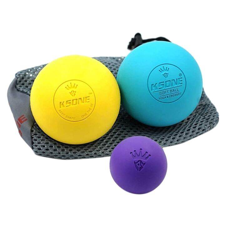 KSONE Lacrosse Massage Ball SetMuscle Massage RollerDeep Tissue BallsHard and Soft Massage