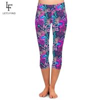 【VV】 LETSFIND Quaility Printing Leggings Waist Soft Mid-Calf