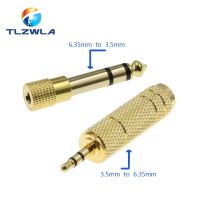 1PCS Gold 6.3mm 1/4" Male Plug to 3.5MM 1/8" Female Jack Stereo Headphone Audio Adapter Home Connectors Adapter MicrophoneWires Leads Adapters