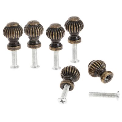6Pcs Antique Brass Jewelry Wooden Box Drawer Cabinet Cupboard Door Pulls Handle Knob Vintage Furniture Handles and Knobs 14x19mm