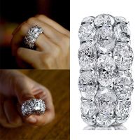 New Bling Womens Wedding Rings with Oval Cubic Zirconia Crystal Shiny Accessories for Party Jewelry Statement Ring