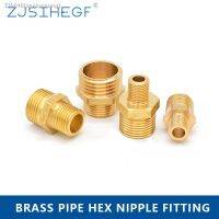 ♀✽۞ Brass Pipe Hex Nipple Fitting 1/8 1/4 3/8 1/2 3/4 1Coupler ConnectorMale To Male Thread Water Oil Gas Connector