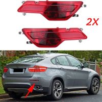 A Pair Of Car Left And Right Rear Bumper Reflectors Fog Lights Red Reflectors For BMW X6 E71 2008 2009 2010 2011 2012 2013 2014