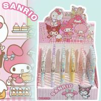 ใหม่ Sanrio 36ชิ้น/เซ็ตกล่องปากกา Kuromi Melody 0.5มมเครื่องเขียนคลิปปากกาปากกาโลหะสีดำ