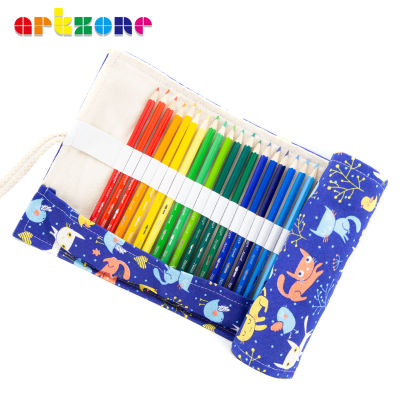 72หลุมผ้าใบห่อม้วนขึ้นกระเป๋าดินสอที่มีสีสันผ้ากรณีดินสอ Kawaii ผ้าใบปากกากระเป๋าสำหรับสาวๆหนุ่มๆ