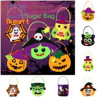 LKMART หลอกหรือปฏิบัติ ถุงขนมฮาโลวีนแบบทำมือ ค้างคาวผีผี ผ้าไม่ทอ DIY Trick or treat BAG วัสดุดีไอวาย กระเป๋าใส่ฟักทอง กระเป๋าใส่ฟักทอง อนุบาลอนุบาล