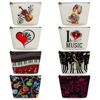 Women 39;s Cosmetic Bags Travel Toiletry Bag Makeup Organizer Pencil Cases Eco Piano Violin Printed Heat Transfer Music School Gift