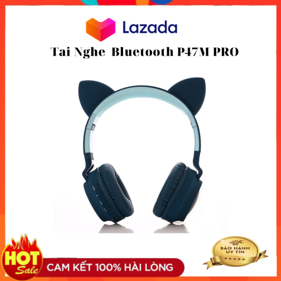 Tai nghe mèo bluetooth p47m pro , headphone tai mèo dễ thương có mic - ảnh sản phẩm 1