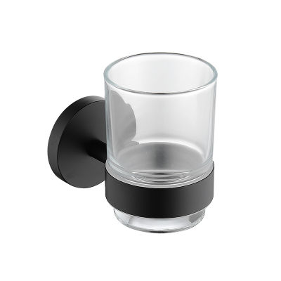 304 Stainless Steel Bathroom Accessories Toothbrush Cup Holder Matte Balck Wall Mounted Tumbler Holder